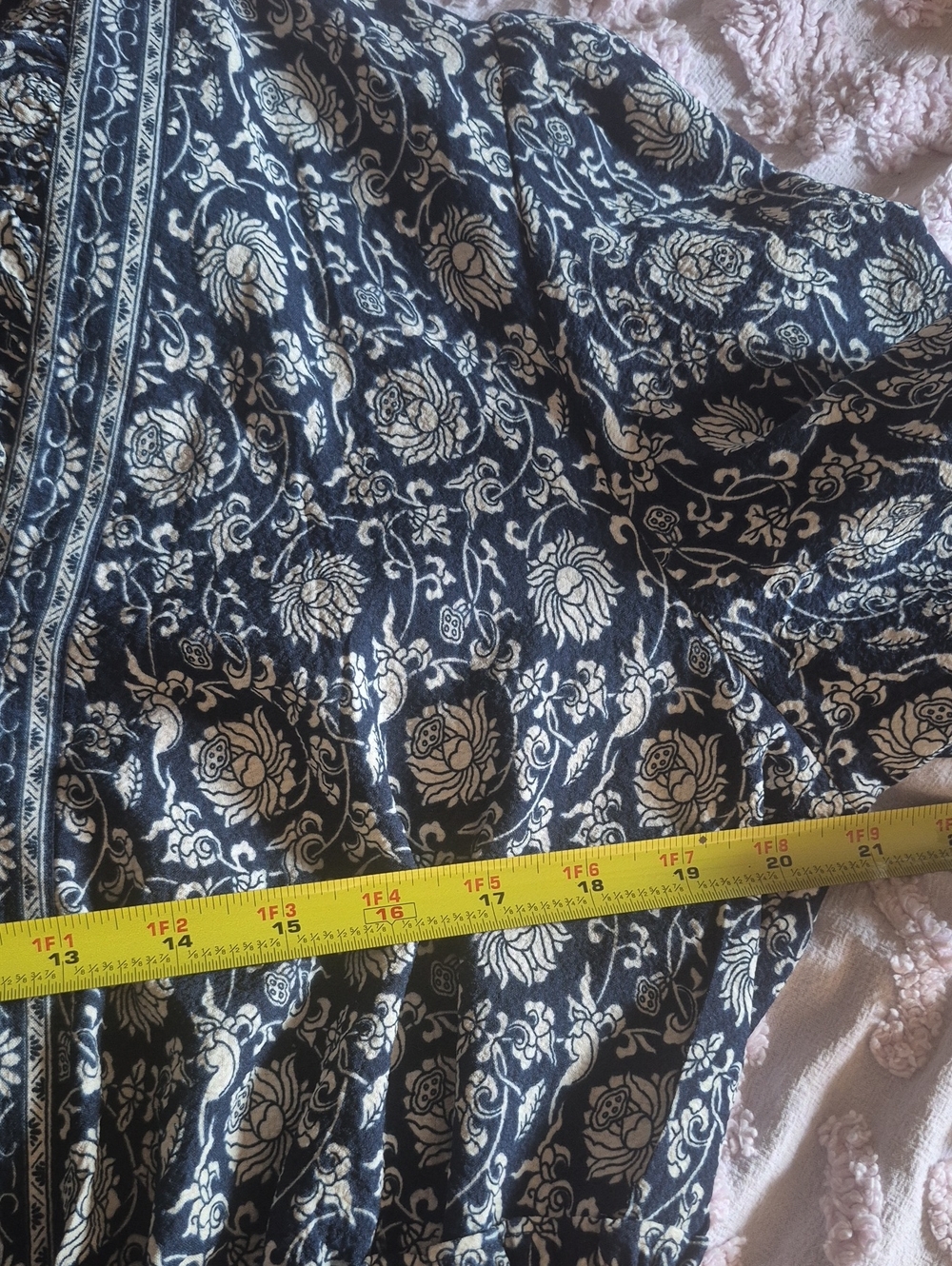 Max Studio Navy and White Floral Maxi Dress Short Sleeves V Ruffled Necklune XL - Picture 10 of 11